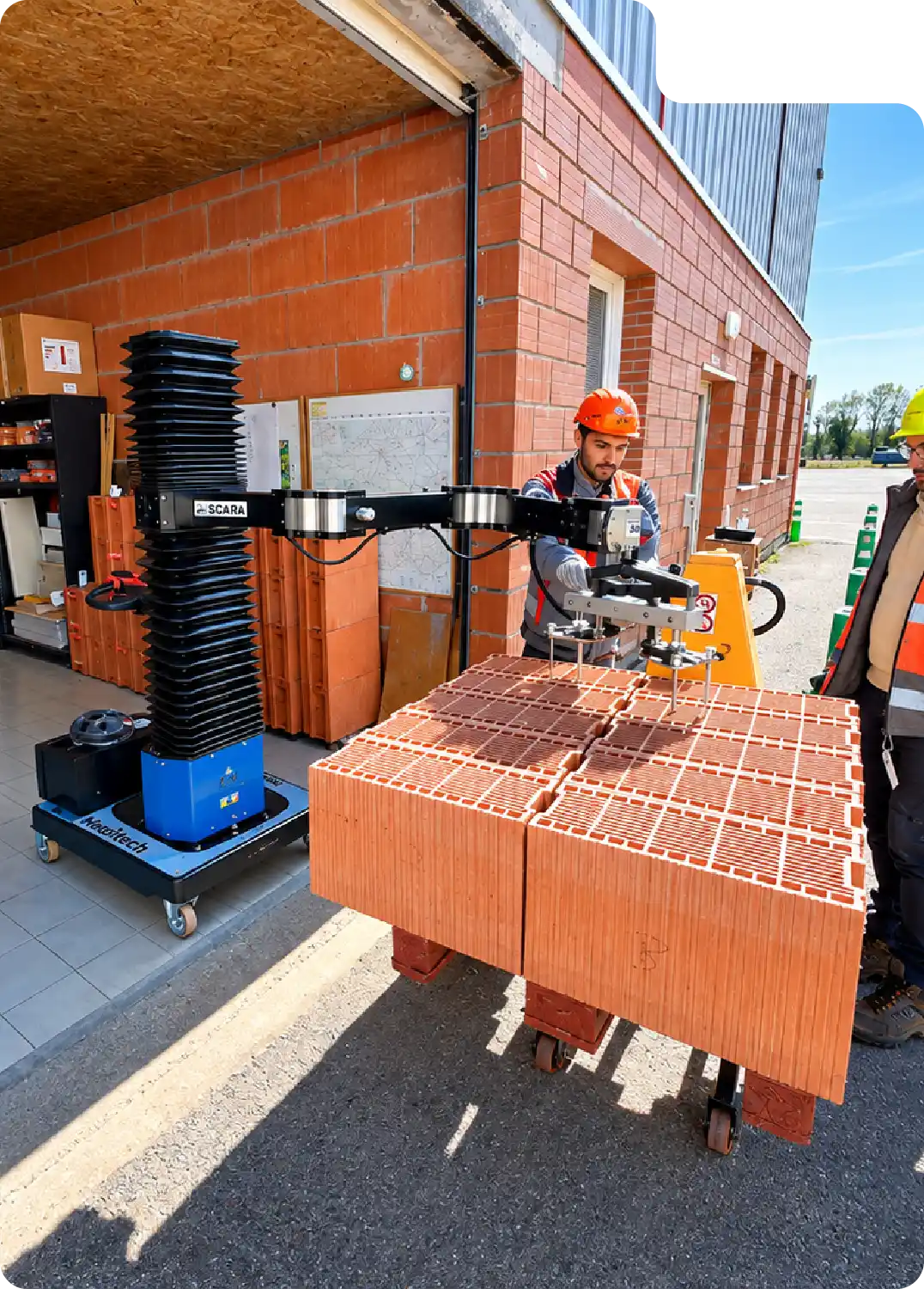 Construction industry material handling: handling bricks using the Neoditech SCARA PARTS manipulator arm