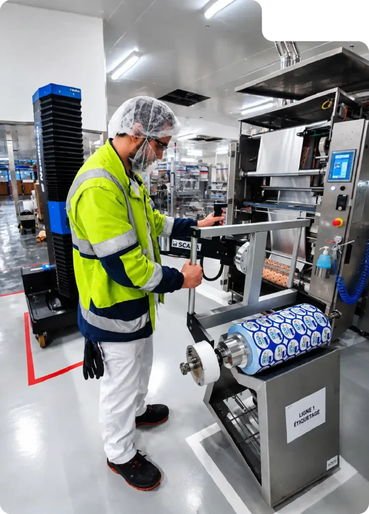 Handling a label reel using the SCARA TITAN manipulator arm - food industry material handling