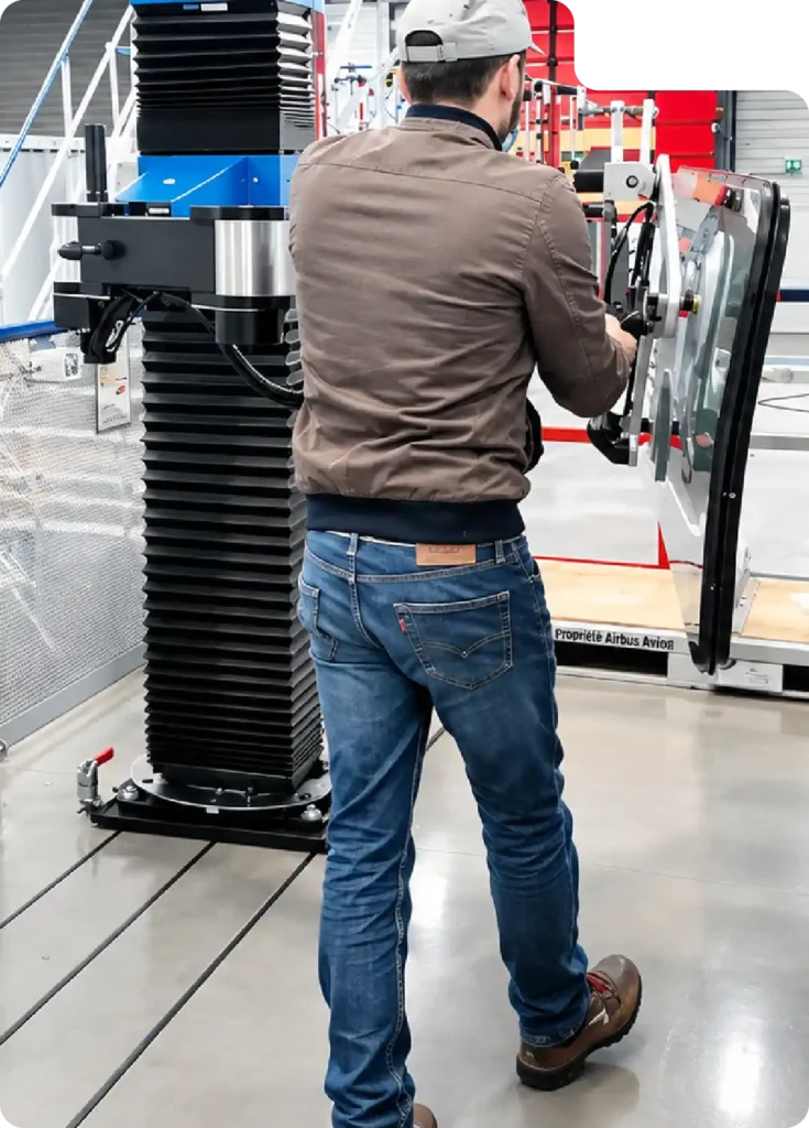 Railway industry material handling: fitting a train window using the Neoditech SCARA TITAN manipulator arm
