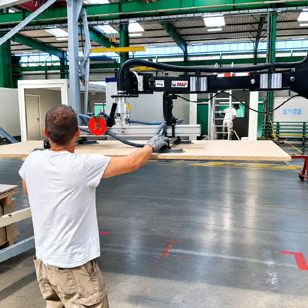 Construction industry material handling: handling a 78 kg floor slab using the Neoditech Mobile Order Picking Arm